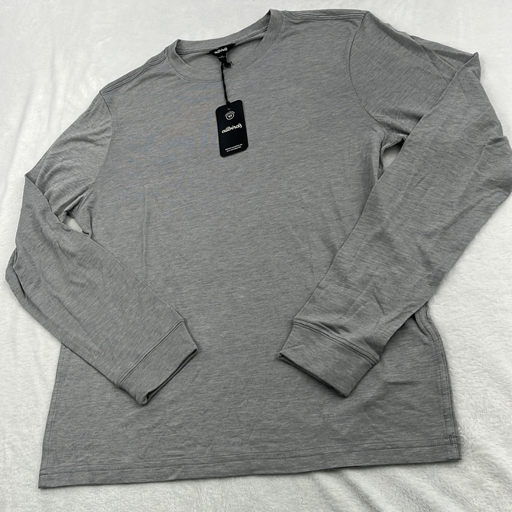 NWT Allbirds L, XL Gray LS Merino Wool, Tencel, Athletic Shirt
